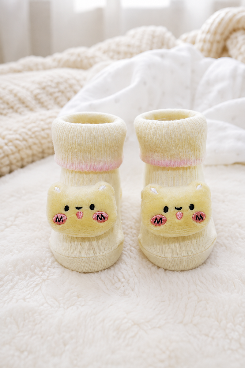 100% Cotton Baby Booties Socks for 0 to 12 Months - Style 3