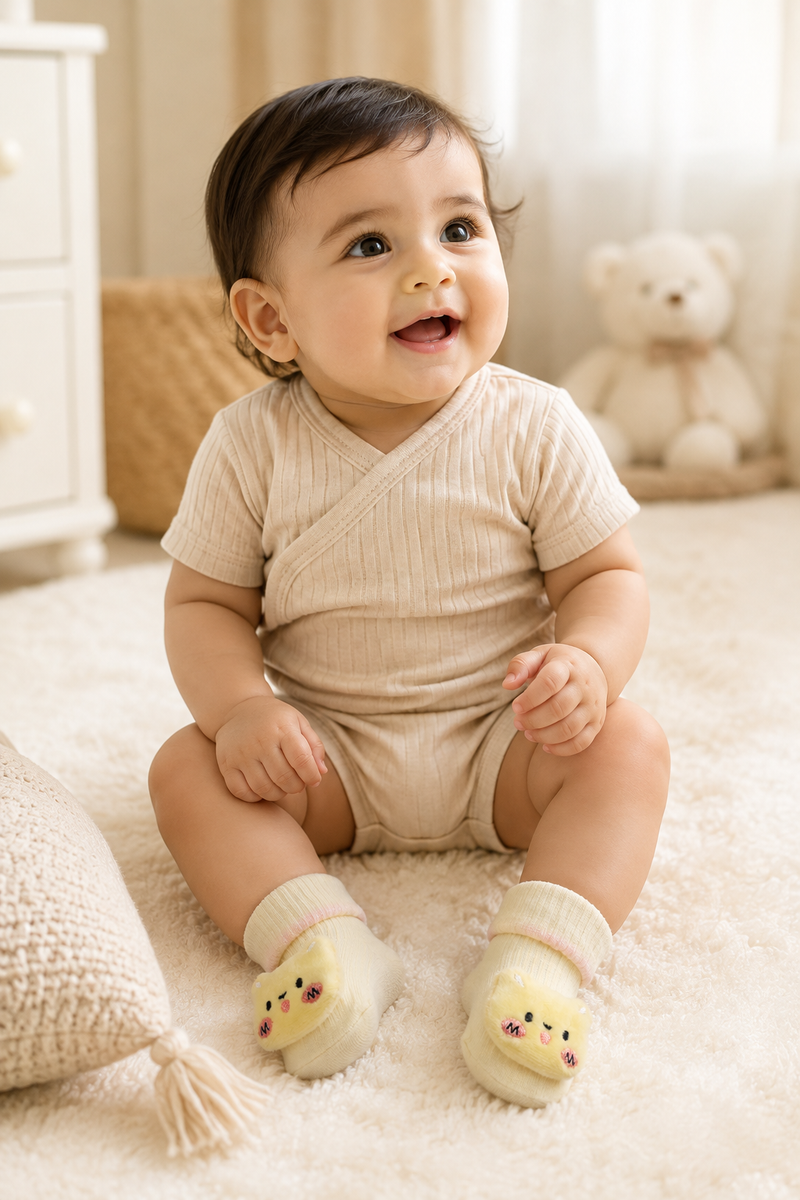100% Cotton Baby Booties Socks for 0 to 12 Months - Style 3