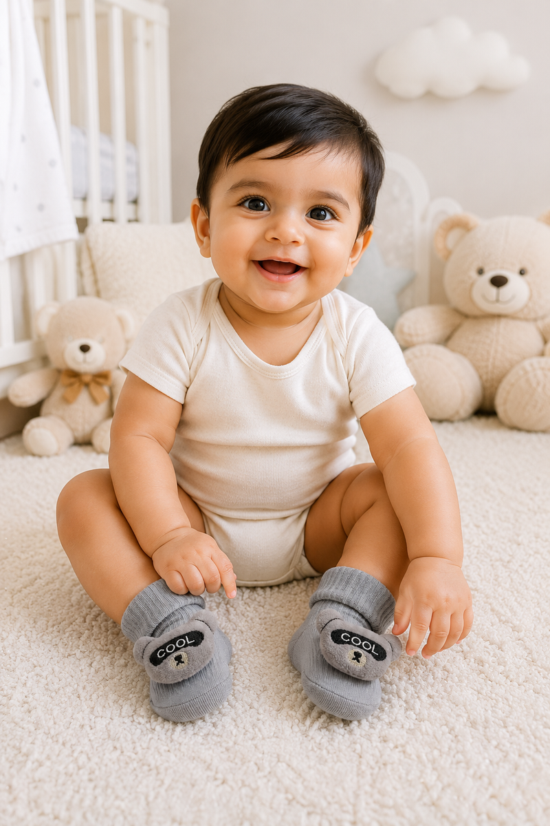 100% Cotton Baby Booties Socks for 0 to 12 Months - Style 2