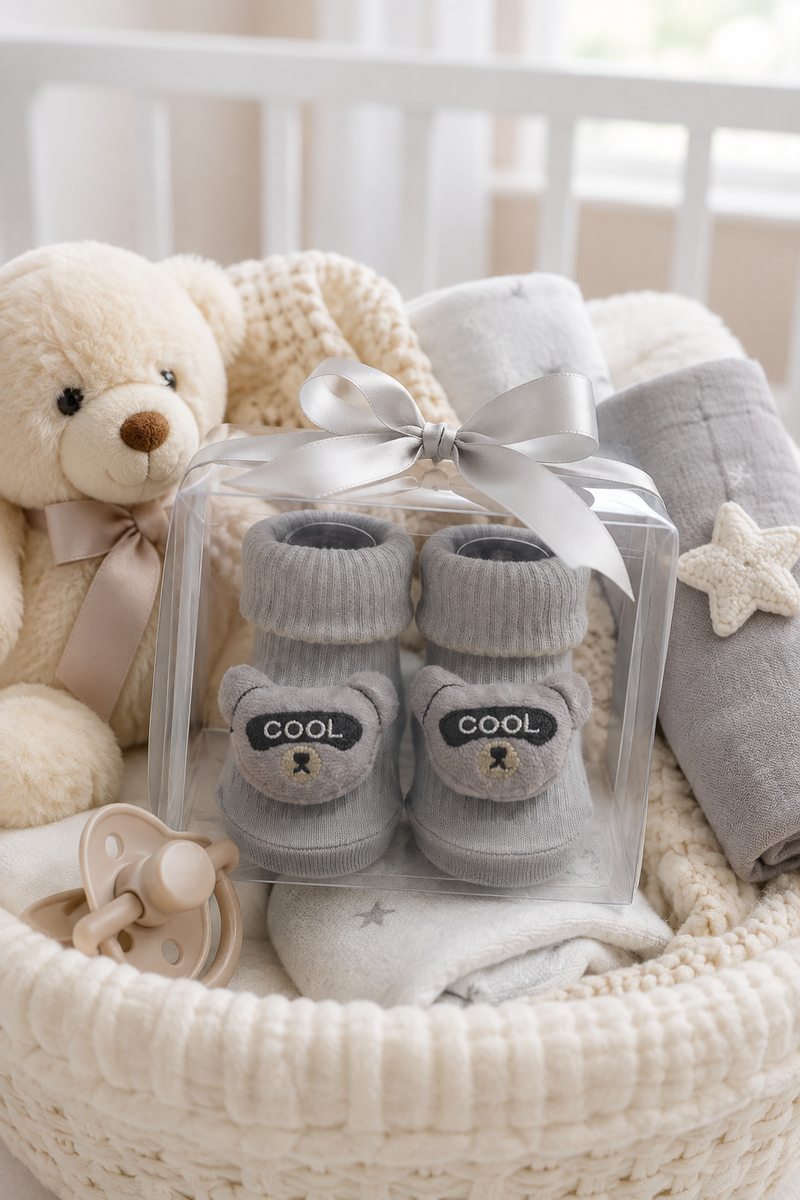 100% Cotton Baby Booties Socks for 0 to 12 Months - Style 2