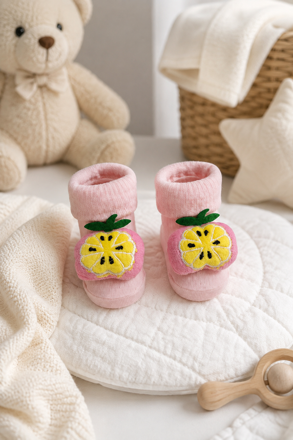 100% Cotton Baby Booties Socks for 0 to 12 Months - Style 7