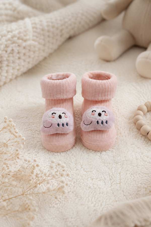 100% Cotton Baby Booties Socks for 0 to 12 Months - Style 1