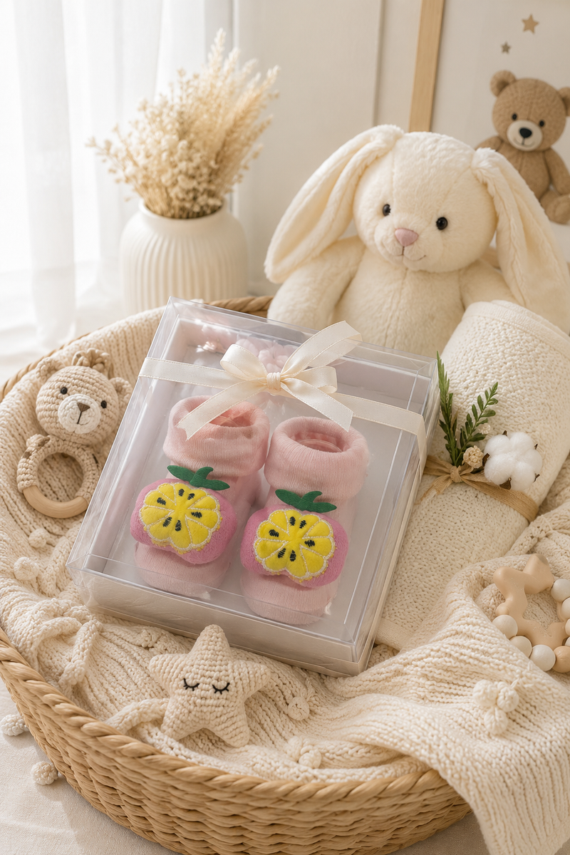 100% Cotton Baby Booties Socks for 0 to 12 Months - Style 7