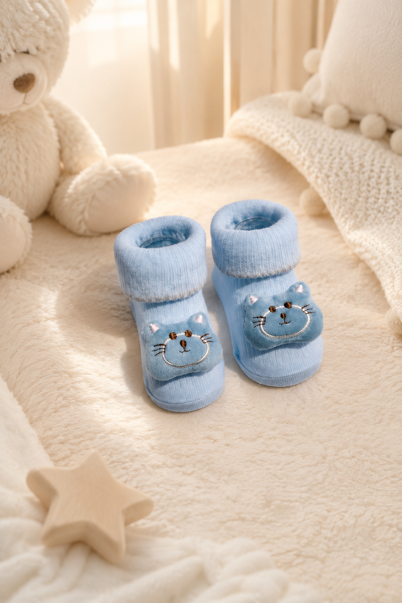 100% Cotton Baby Booties Socks for 0 to 12 Months - Style 6