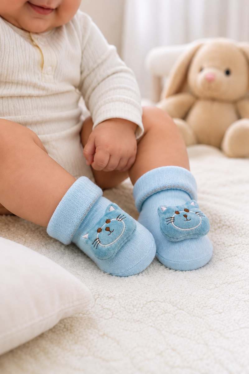 100% Cotton Baby Booties Socks for 0 to 12 Months - Style 6