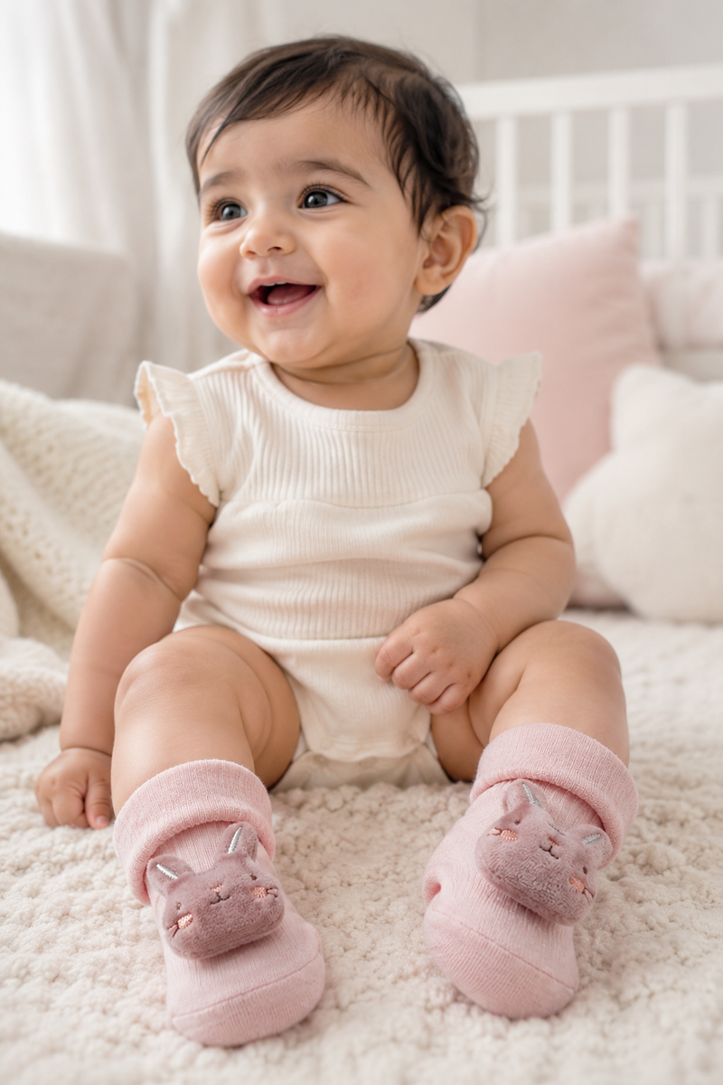 100% Cotton Baby Booties Socks for 0 to 12 Months - Style 5