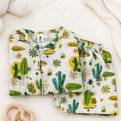 Cactus Garden Boys Top and Shorts Set | 120 GSM Checkered Muslin