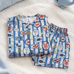 Under Sea Boys Top and Shorts Set | 120 GSM Checkered Muslin