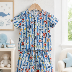 Under Sea Boys Top and Shorts Set | 120 GSM Checkered Muslin