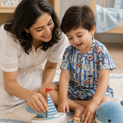 Under Sea Boys Top and Shorts Set | 120 GSM Checkered Muslin