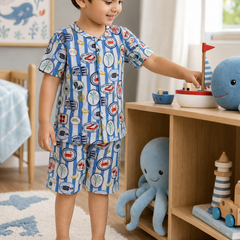Under Sea Boys Top and Shorts Set | 120 GSM Checkered Muslin