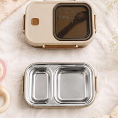 2 Compartment Stainless Steel Lunch Box | Leak Proof Easy Lock | BPA Free Food Grade Tiffin Box