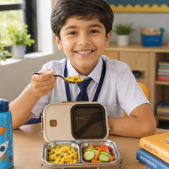 2 Compartment Stainless Steel Lunch Box | Leak Proof Easy Lock | BPA Free Food Grade Tiffin Box