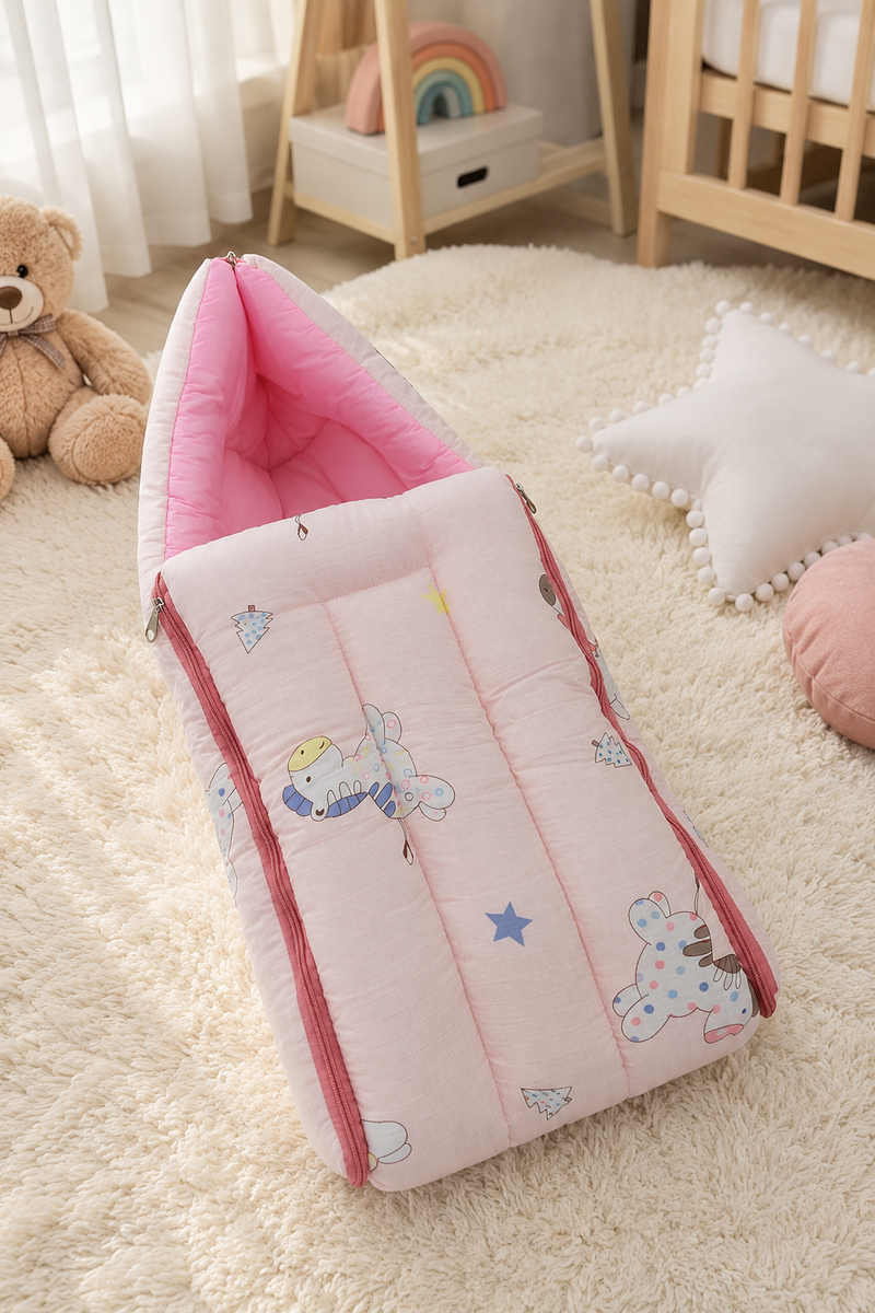 Pink Unicorn Muslin Baby Sleeping Bag N Carrier