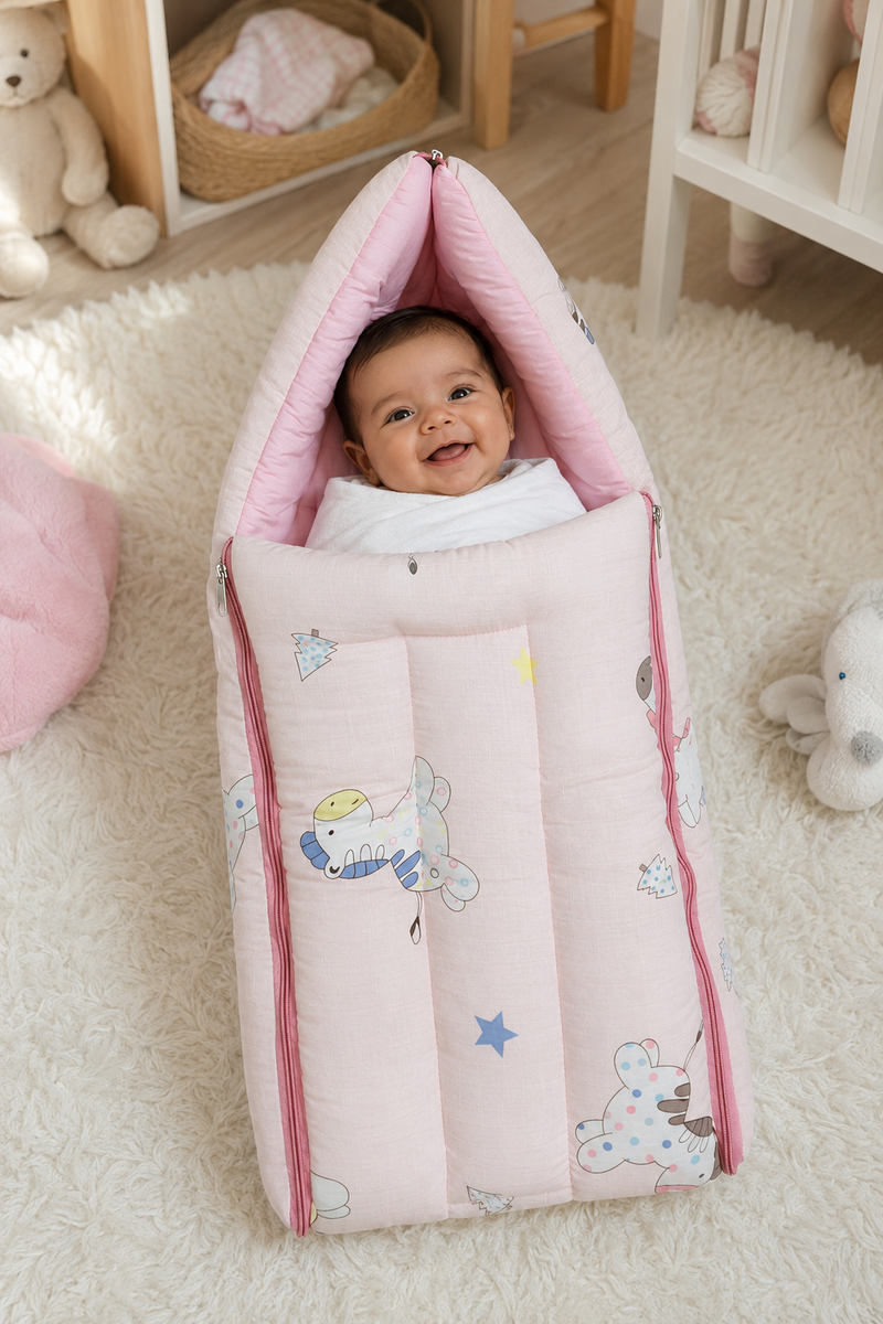 Pink Unicorn Muslin Baby Sleeping Bag N Carrier