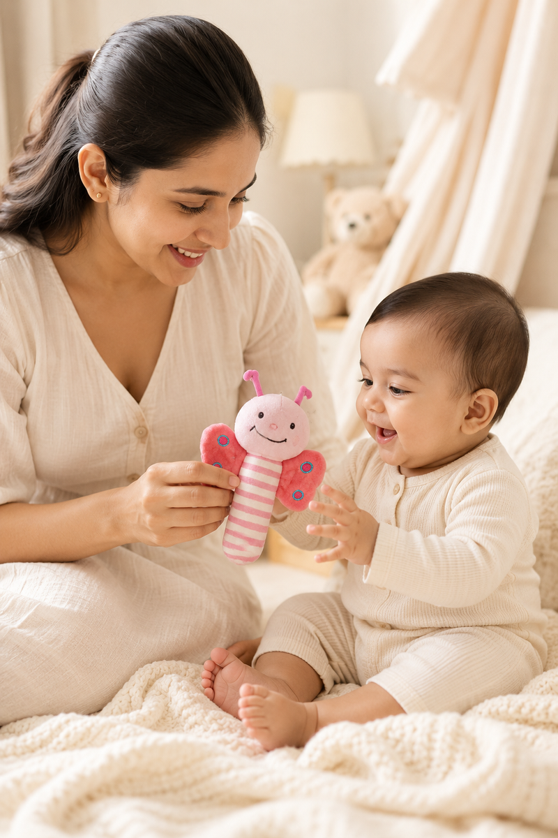 Happy Butterfly - Soft Plush Rattle Toy for Kids | Premium High Quality