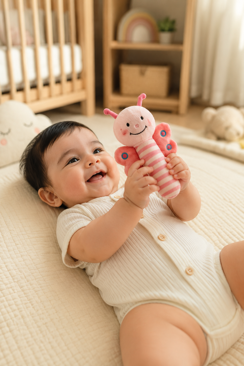 Happy Butterfly - Soft Plush Rattle Toy for Kids | Premium High Quality