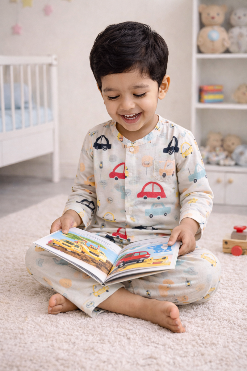 Cars | Checkered Muslin | Soft Unisex Muslin Set for New Born to 6 Years