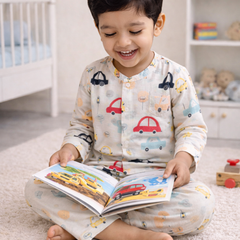Cars | Checkered Muslin | Soft Unisex Muslin Set for New Born to 6 Years
