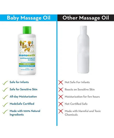 Mama Earth Soothing Baby Massage Oil White - 200 ml ( Pack of 2 )
