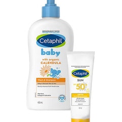 Cetaphil Baby Wash & Shampoo 400 ml and Sun SPF 50- Light Gel 50 ml for women