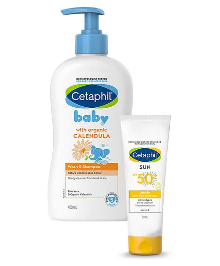 Cetaphil Baby Wash & Shampoo 400 ml and Sun SPF 50- Light Gel 50 ml for women