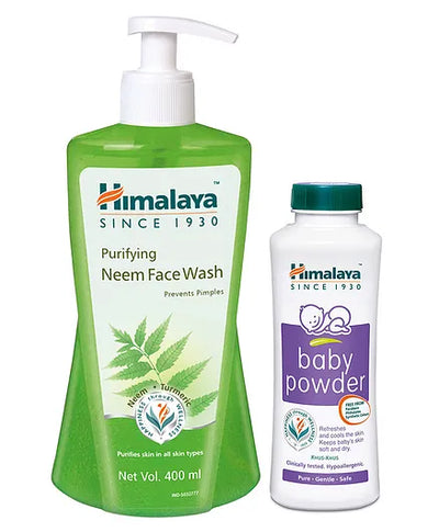 Himalaya Herbal Baby Powder - 700 gm and Purifying Neem Face Wash - 400 ml for Women