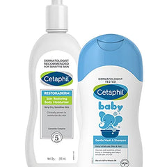 Cetaphil Baby Gentle Wash &Shampoo And Restoraderm Moisturising Lotion  (230 ml - 295 ml)