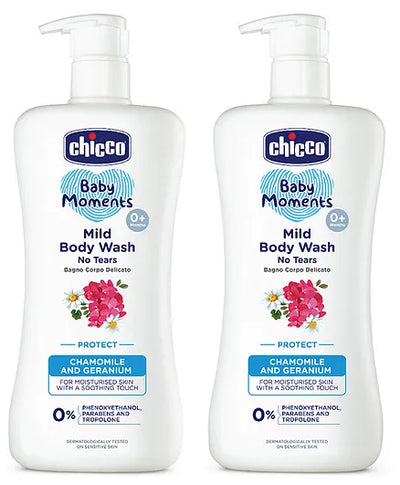 Chicco Baby Moments Mild Body Wash Protect  - 500 ml -Pack of 2