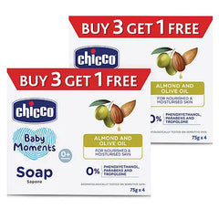 Chicco Baby Moments Almond and Olive Oil Soap - 75 gm Each (Pack of 8)