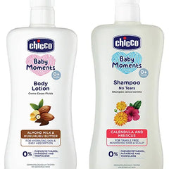 Chicco Baby Moments Body Lotion - 500 ml & Chicco Baby Moments No Tears Shampoo - 500 ml