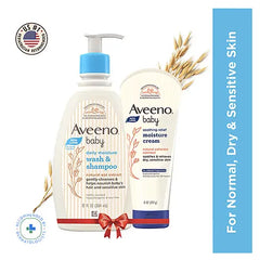 Aveeno Baby Daily Moisturising Bath - 354 ml & Soothing Relief Moisture Cream - 227 g