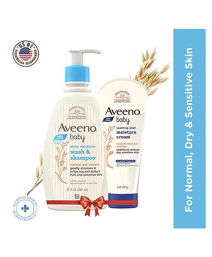 Aveeno Baby Daily Moisturising Bath - 354 ml & Soothing Relief Moisture Cream - 227 g
