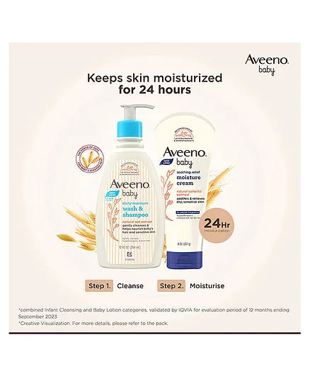 Aveeno Baby Daily Moisturising Bath - 354 ml & Soothing Relief Moisture Cream - 227 g