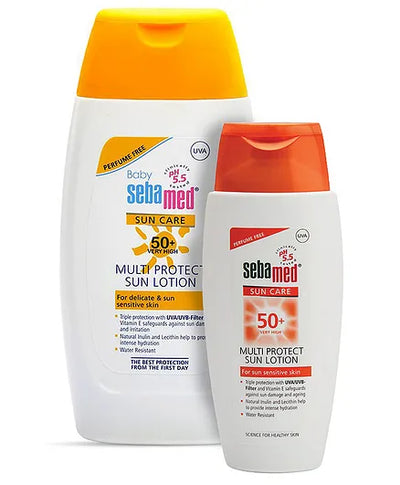 Sebamed Baby Sunscreen Lotion SPF 50 Plus - 200 ml & Sebamed Adult Multi Protect Sun Lotion - 150 ml