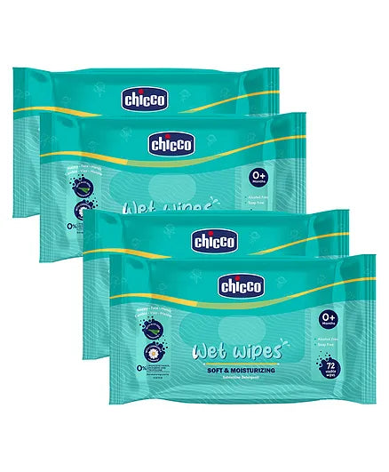 Chicco Soft & Moisturizing Wet Wipes - 72 (Pack of 4)