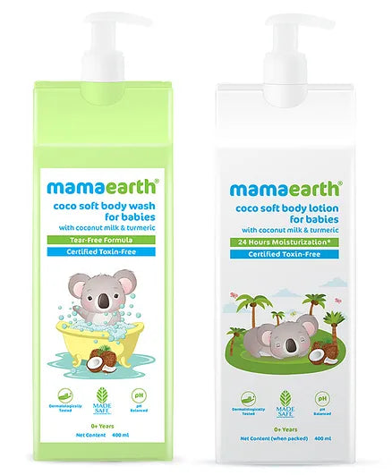 Mamaearth Coco Soft Body Wash & Body Lotion With Coconut Milk & Turmeric - 400 ml each
