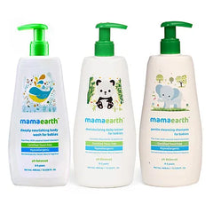 Mamaearth Baby Moisturising Lotion, Deeply Nourishing Body Wash & Gentle Cleansing Shampoo - 400 ml each