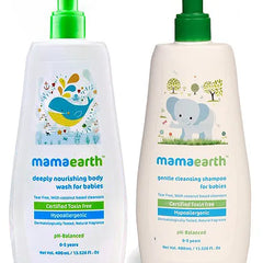 Mamaearth Deeply Nourishing Body Wash & Gentle Cleansing Shampoo For Babies - 400 ml each