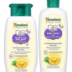 Himalaya Head to Toe Baby Wash With Pure Cow Ghee - 100 ml & Himalaya Babycare  Baby Lotion With Pure Cow Ghee - 100 ml