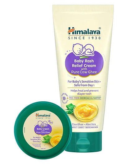 Himalaya Baby Rash Relief Cream With Pure Cow Ghee - 50 g & Baby Cream With Pure Cow Ghee 200ml