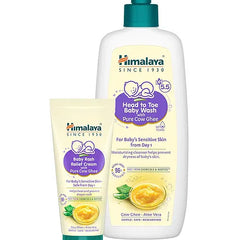 Himalaya Baby Rash Relief Cream With Pure Cow Ghee - 50 g & Himalaya Head to Toe Baby Wash with Pure Cow Ghee - 400 ml
