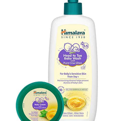 Himalaya Babycare Baby Cream With Pure Cow Ghee - 50 ml & Himalaya Head to Toe Baby Wash with Pure Cow Ghee - 400 ml