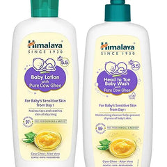 Himalaya Babycare  Baby Lotion With Pure Cow Ghee - 100 ml & Himalaya Head to Toe Baby Wash with Pure Cow Ghee - 400 ml