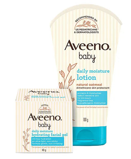 Aveeno Baby Daily Moisture Lotion 100g & Moisture Hydrating Facial Gel (Cream) 60g