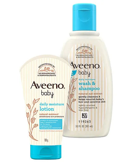 Aveeno baby daily moisture Wash & Shampoo 100 ml & Moisture Lotion 100g
