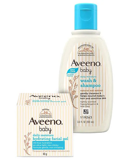 Aveeno baby daily moisture wash & shampoo 100 ml & Moisture Hydrating Facial Gel (Cream) 60g