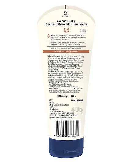 Aveeno Baby Soothing Relief Moisture Cream  227g - pack of 2