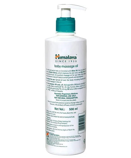 Himalaya Herbal Baby Massage Oil Dispenser Bottle - 500 ml ( Pack of 2)