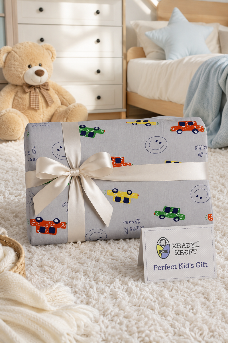 Kradyl Kroft Cervical Memory Foam Pillow for Kids 2 to 8 Yrs - Cars